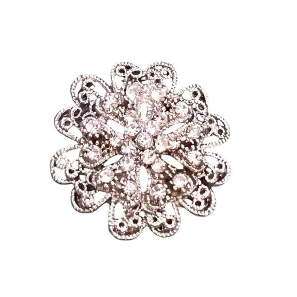 Gorgeous Clear Rhinestone Flower Pin Brooch Glam‎ Shiny Holiday Church Career